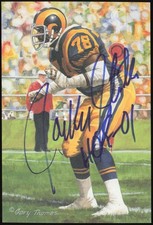 Jackie Slater Autographed Goal Line Art Card (HOF 01) JSA CK72692