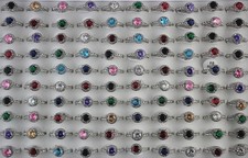 32pcs Wholesale Lots Wedding Engagement Round Cubic Zirconia Rhinestone Rings