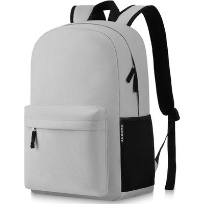 Grey Lightweight Laptop Backpack USB Port Water Bottle Pocket Fits 15.6 Inch