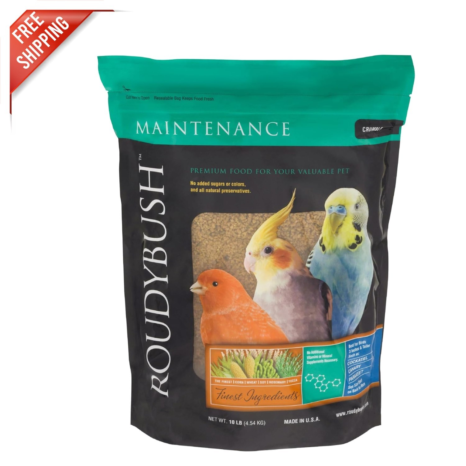 Healthy Plant-Based Bird Pellets - 10Lb Crumbles for Cockati