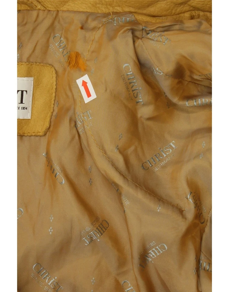 CHRIST Womens Leather Jacket EU 38 Medium Yellow Leather DR02 - Image 3 of 4
