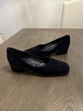 Vintage Stuart Weitzman Suede Women's Size 8 N Black Block Heel Square Toe