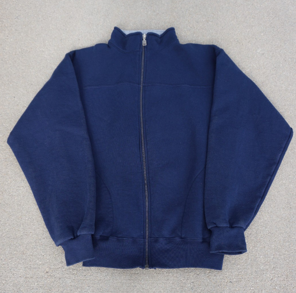 Vintage 90s Russell Athletic Full Zip Sweatshirt Mens M Navy Fleece Blank