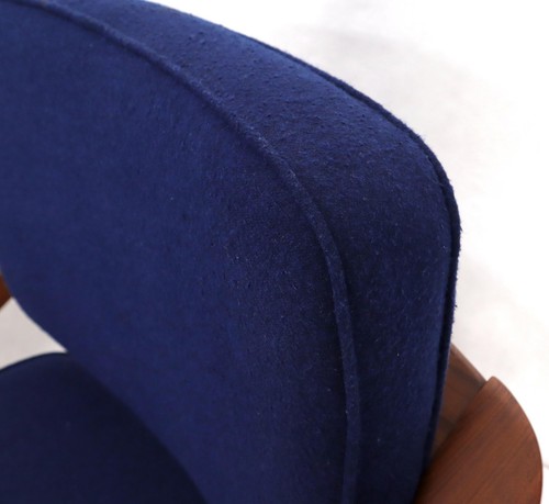 Pair of New Blue Upholstery Teak Danish Mid-Century Modern Arm Lounge Chairs - Picture 12 of 13