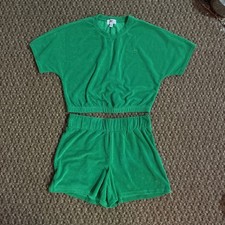 Juicy Couture Green Crop Terry- Size Medium Short Set W/ Elastic