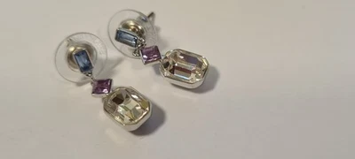 Boucles d'oreilles Swarovski Terzia avec Cristal couleur Clear bleue, viole - Photo 1/4