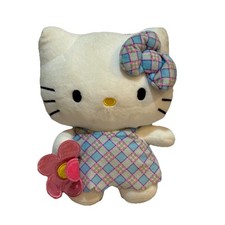 2024 Sanrio Hello Kitty Plush Easter/plaid Dress Pink Flower 10 In. Need Clean