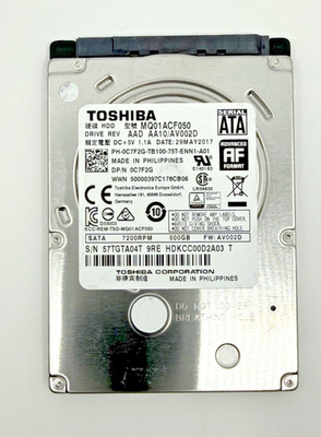 Toshiba MQ01ACF050 500 GB 7200 RPM 2.5 inch Laptop Hard Drive (Tested)