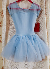 CAPEZIO GIRL'S KEYHOLE TUTU DRESS - CAP SLEEVE- BLUE - Size S