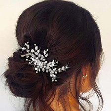 Crystal Bride Wedding Hair Comb Silver Rhinestone Bridal Hair Pieces Hair Cli...
