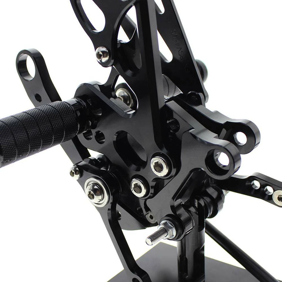 FXCNC Black Footpegs Rearsets Footrest For Aprilia Street/Sportbike Motorcycles - Image 3 of 4