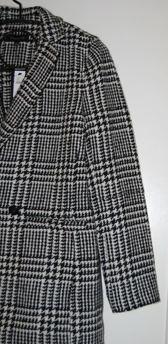 NWT Talbots Women's Black & Ivory Plaid Wool Short Coat sz 6 8 - Picture 3 of 8