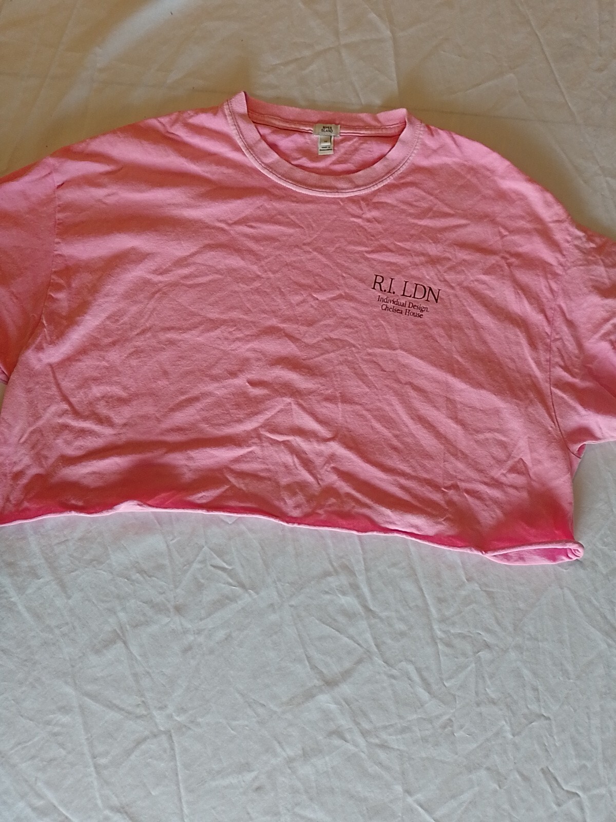 Ladies T Shirt River Island Size 12 Cropped Pink 21010