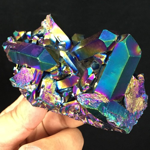 198g Rainbow Titanium plated Crystal Cluster, color-changing crystal ip0055 - Picture 2 of 12