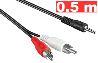 GOOBAY 0.5 m Audio Adapterkabel AUX, 3,5mm Klinke zu Stereo Cinch Stecker Chinchkabel