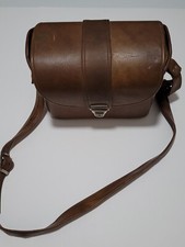 Vintage Fidelity Faux Leather Brown Camera Bag Orange Velvet Interior Hard Sided