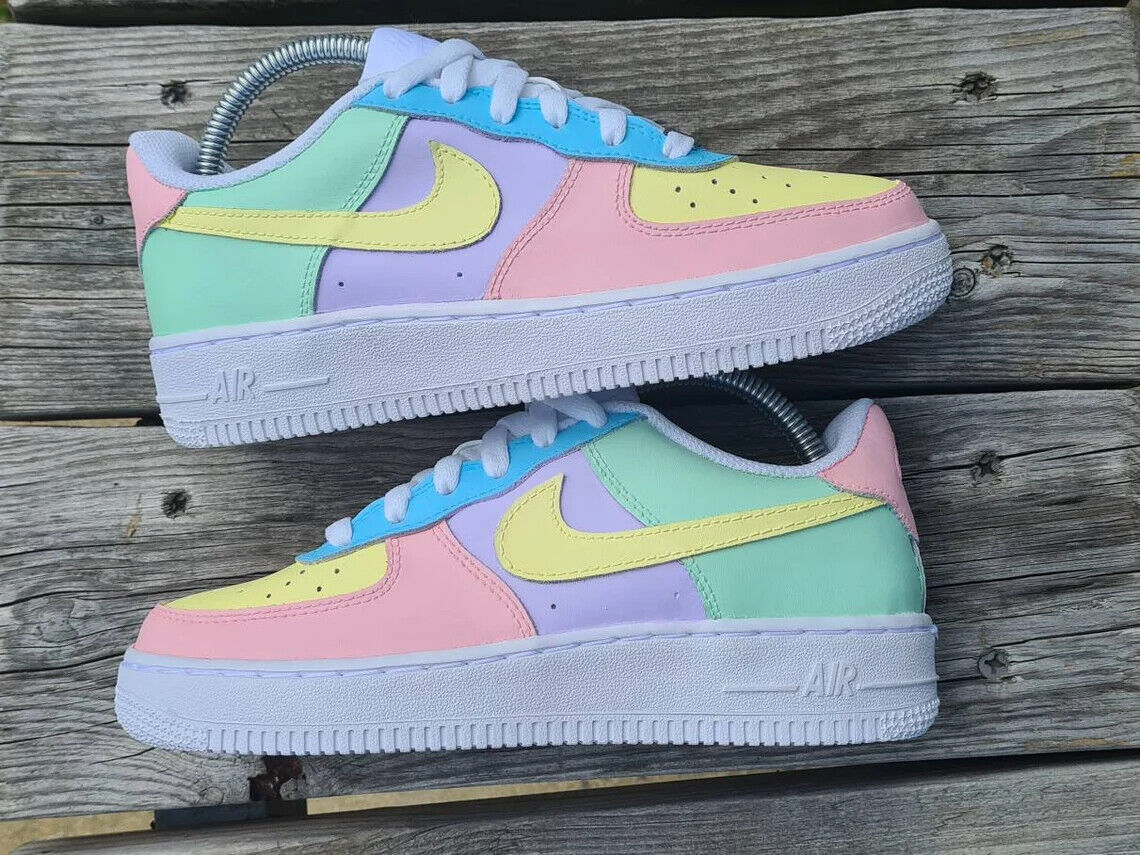 Baby Blue and Pink Custom Air Force 1 Sneakers 3.5 Y / 5 W