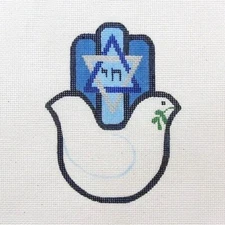 Pepperberry Designs Dove Hamsa Ornament Handpainted Needlepoint Canvas 