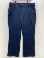 NYDJ Marilyn Straight Leg Jeans Women's 14 Dark Blue Stretch Denim High Rise