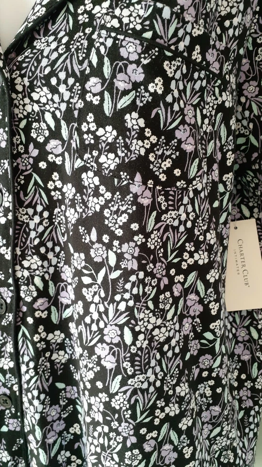 Conjunto de pijama Charter Club púrpura negro manga corta pantalones capri X - pequeño 38" BUSTO Foto 4 de 4