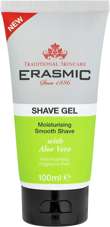 2 x Erasmic Moisturising Smooth Aloe Vera Shave Gel, 100ml.