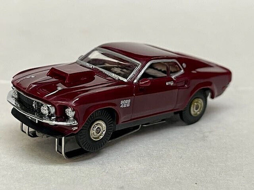 Vintage Aurora TJet chassis w/ Maroon Nu Rora 1969 Boss 429 Mustang Body