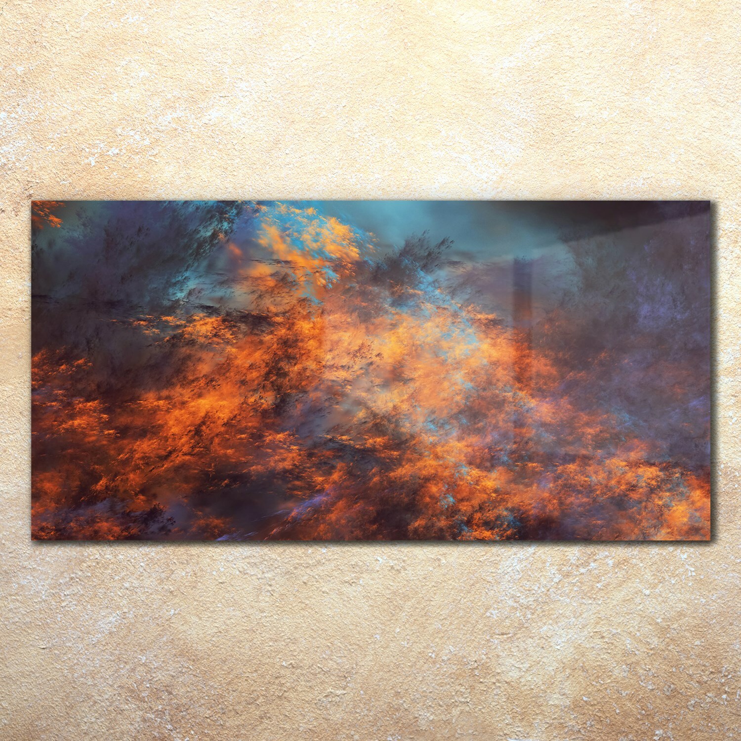 Acrylic Picture Wall Art Abstract blue and orange fantastic clouds 140x70