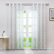 Gardinen Stores Landhaus Voile Ausbrenner Vorhang mit Schlaufen Ösen Kräuselband