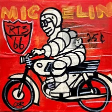 CORBELLIC EXPRESSIONISM 12X12 MICHELIN MAN HANDMADE SIGNED COLORFUL ART PAINTING