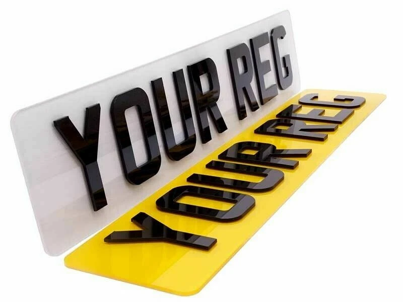 4D NUMBER PLATES RAISED LETTERS STANDARD SIZE PAIR 100 LEGAL 3D FREE DELIVERY