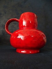 rare pichet céramique rouge marbré vernissé poterie design rétro vintage 50 60