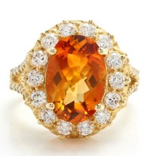 5.31 Carat Natural Madeira Citrine and Diamonds in 14K Solid Yellow Gold Ring