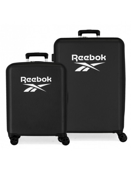 SET TROLLEY VALIGIA REEBOK ORIGINALE ROXBURY BAGAGLIO A MANO + STIVA ABS 4R NERO