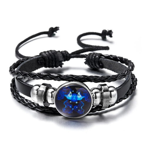 Luminous Zodiac Sign Charm Bracelets for Men & Women - Vintage Leather Wrap - Bild 5 von 24