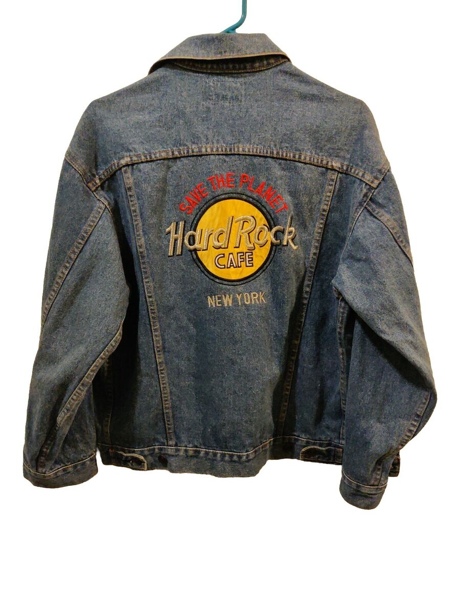 Emea Hard Rock Cafe New York Denim Jean Jacket Men's Size S Emea Hard Rock Cafe New York Denim Jean Jacket Men's Size S