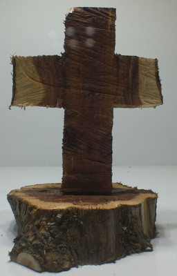 14 Inch Red Aromatic Cedar Wooden Cross Hand Chainsaw Carved From Whole Log
