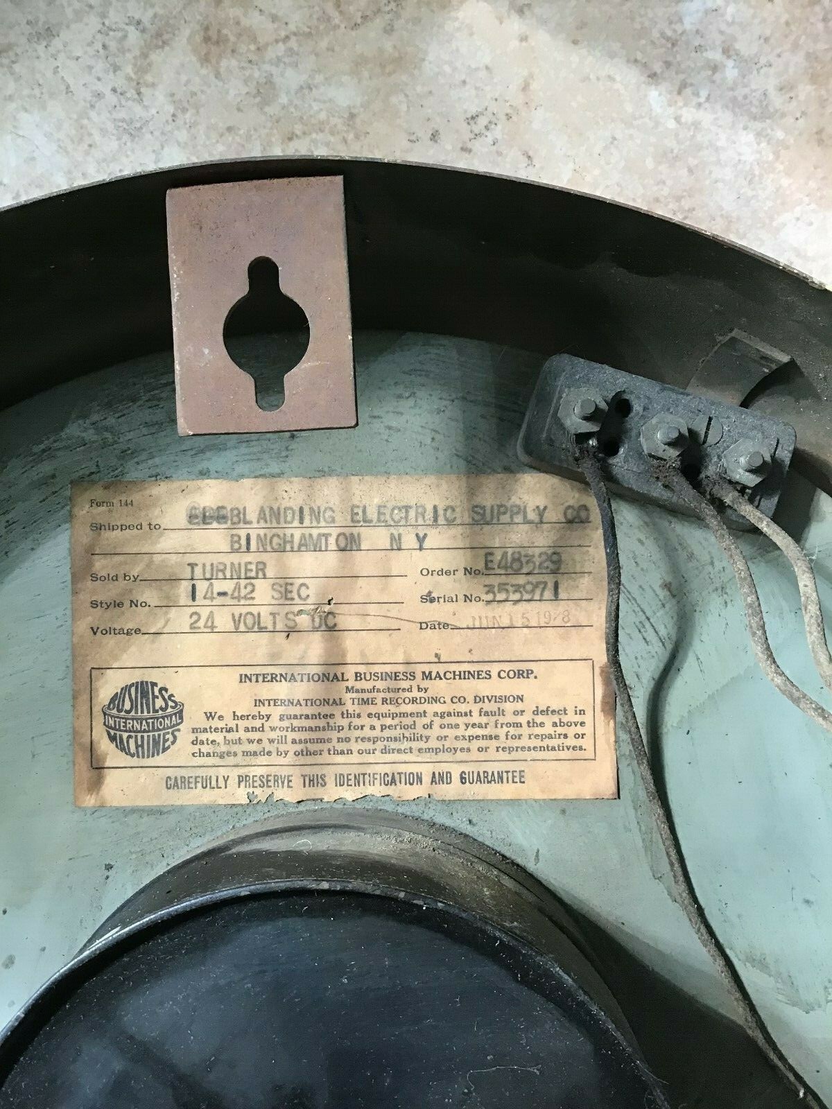 Vintage IBM International Time Recording Co Metal WALL CLOCK Endicott