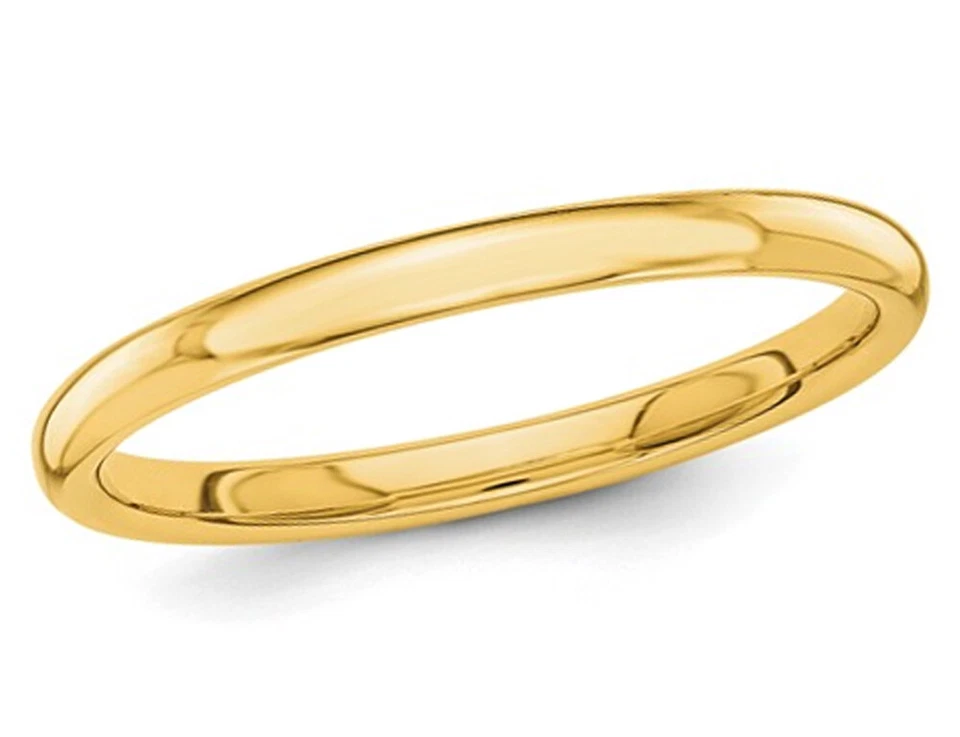 Alianza de boda apilable de 2 mm para dama en oro amarillo de 14 K