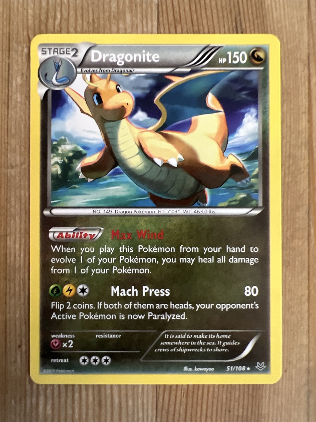 Pokémon TCG Dragonite XY Roaring Skies 51/108 Regular Rare LP