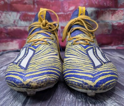 Adidas Adizero 10.0 Zubaz Yellow Purple Football Cleats Mens Adidas Adizero 10.0 Zubaz Yellow Purple Football Cleats Mens