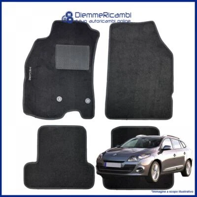 W-PARTS SERIE 4 TAPPETI - TAPPETINI IN MOQUETTE NERI PER MEGANE III SW DAL 2008 AL 2016