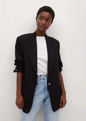 Brandneu mit Etikett Mango strukturierte fließende Damenjacke UK Größe 8 UVP £79,99