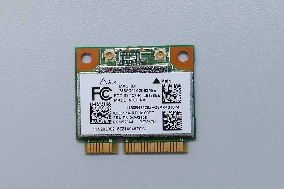 WiFi Netzwerkkarte (FRU P/N: 04W3808 IC: 8317A-RTL8188EE EC: 459364)