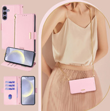 PU Leather Magnetic Women Card Holder Wallet Crossbody Phone Case For Phones