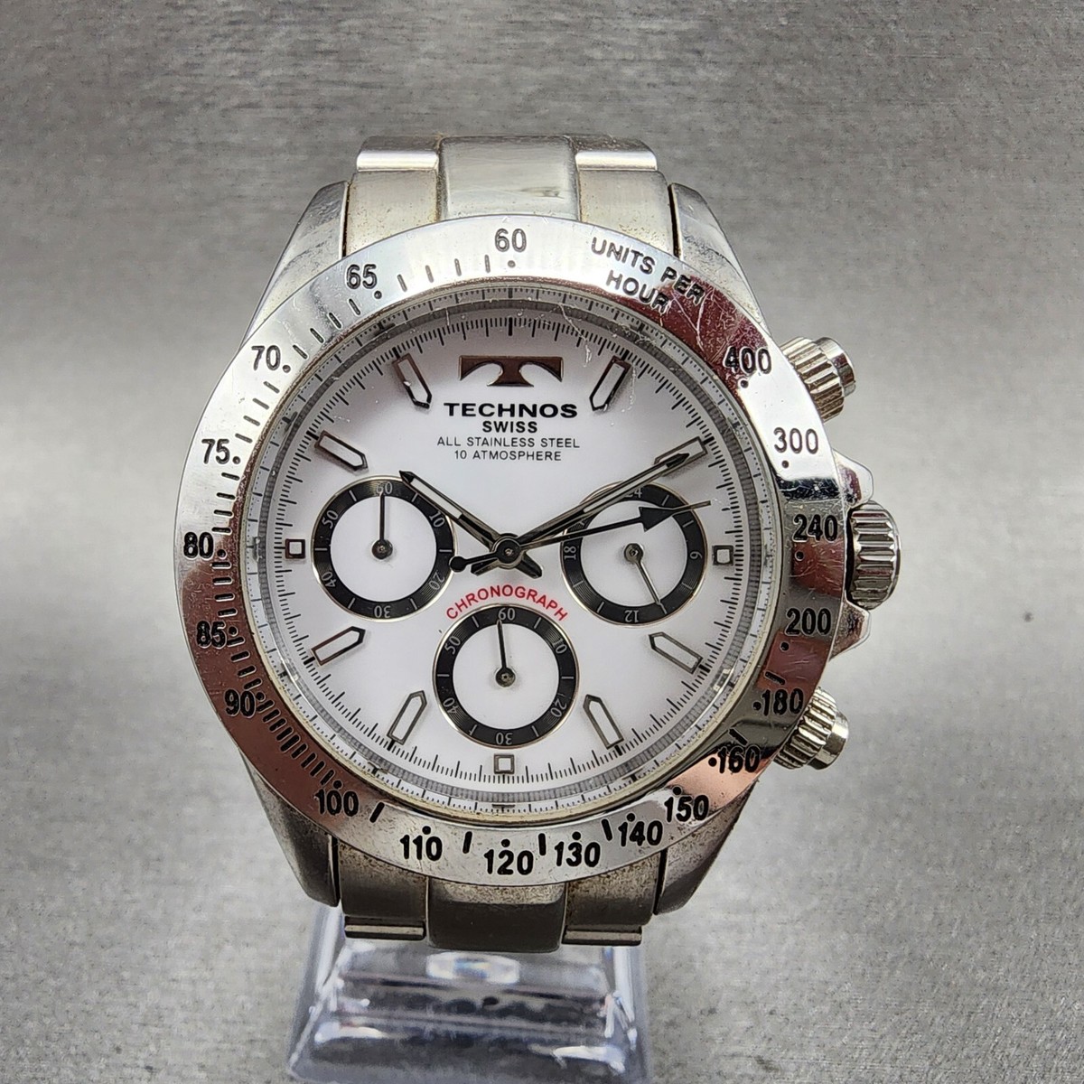 Technos Chronograph Watch Men 39mm White Dial Steel Round TGM615