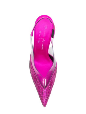 Sergio Rossi Evangelie Crystal-Embellished Pink Pumps   Size 37   Designer Glam