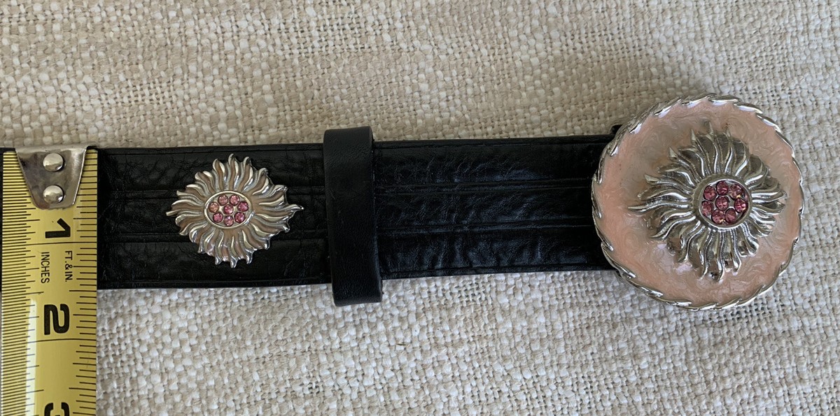 Landes Signature Italian Leather Black Western Concho Belt 
