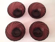 Duralex Bormioli Rocco Rivage Amethyst 4 Purple Swirl 4 3/4" Fruit Bowls France 