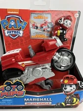 Paw Patrol Moto Pups MARSHALL Deluxe Motorcycle Pull Back Vehicle Toy Figure (P)