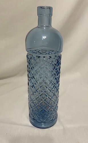 Vintage Blue Wine Bottle w/ Diamond Design 11" - Picture 4 of 6